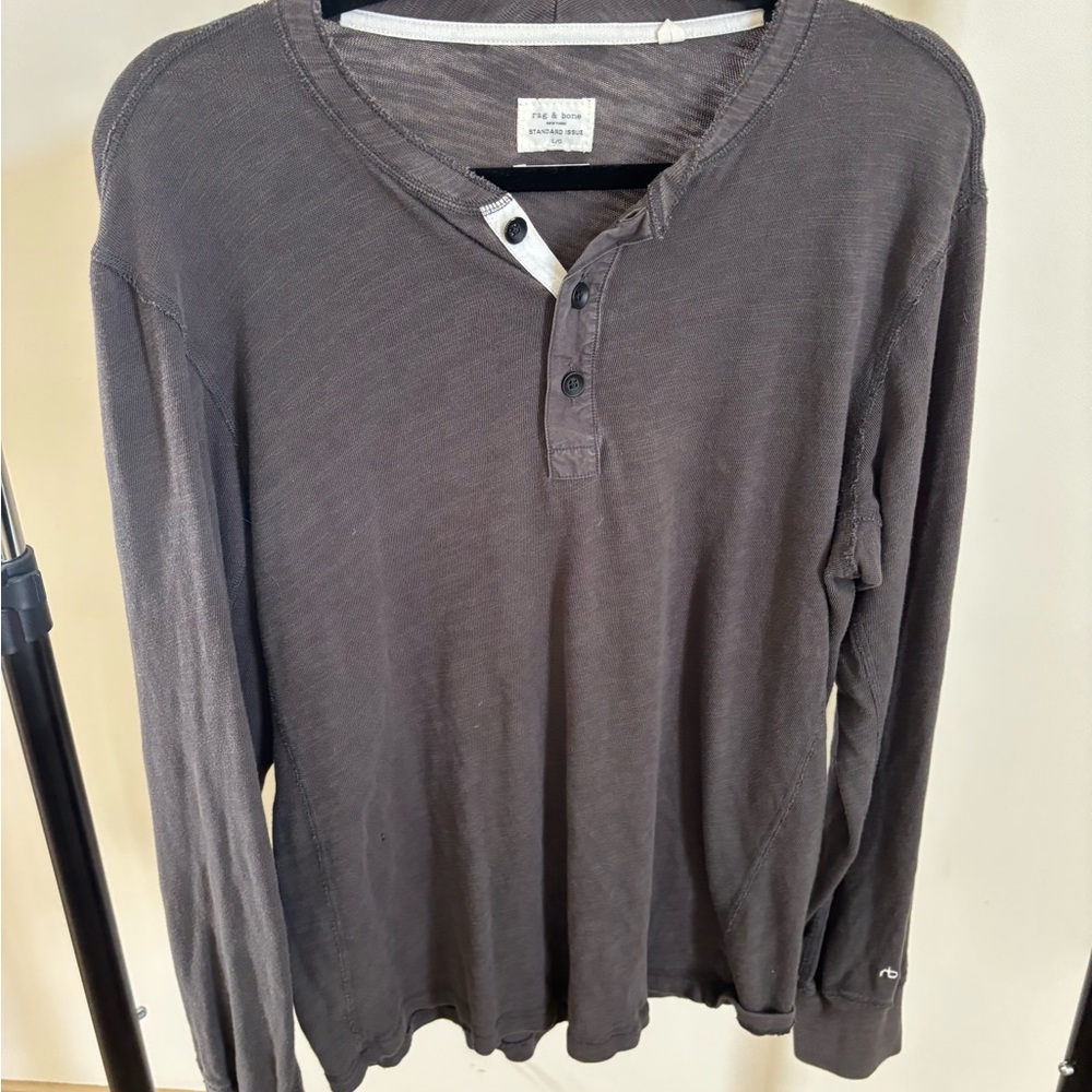 rag & bone Dark Gray Long Sleeve Henley